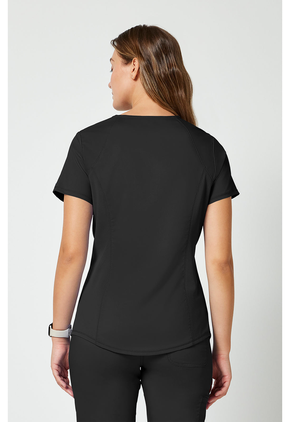Top met V-hals met mesh details en 2-way stretch WWE601