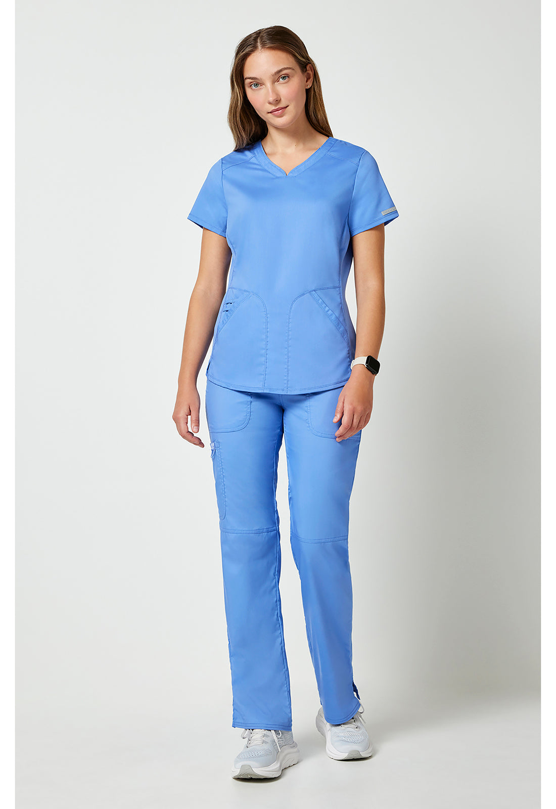 Top met V-hals met mesh details en 2-way stretch WWE601