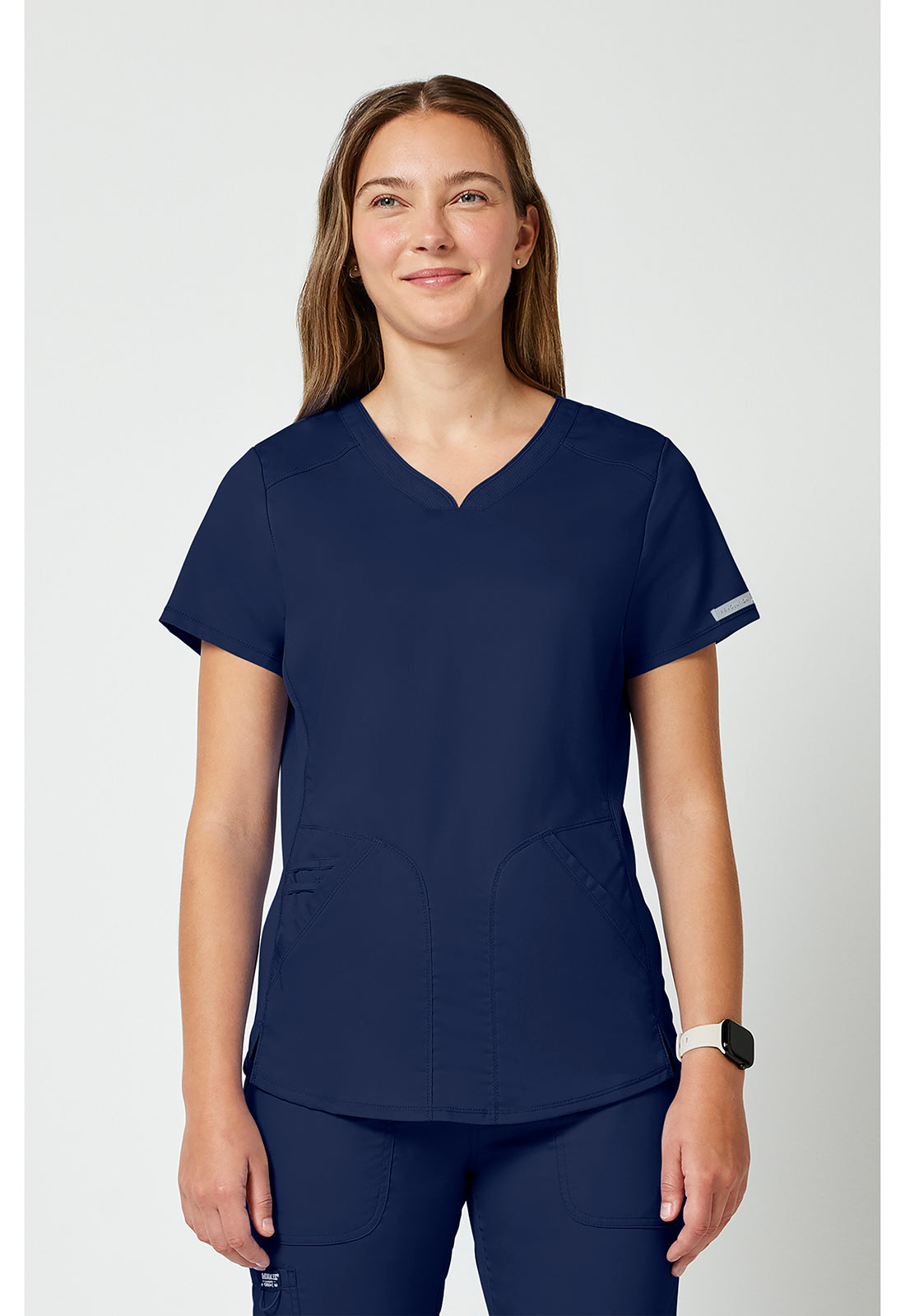 Top met V-hals met mesh details en 2-way stretch WWE601