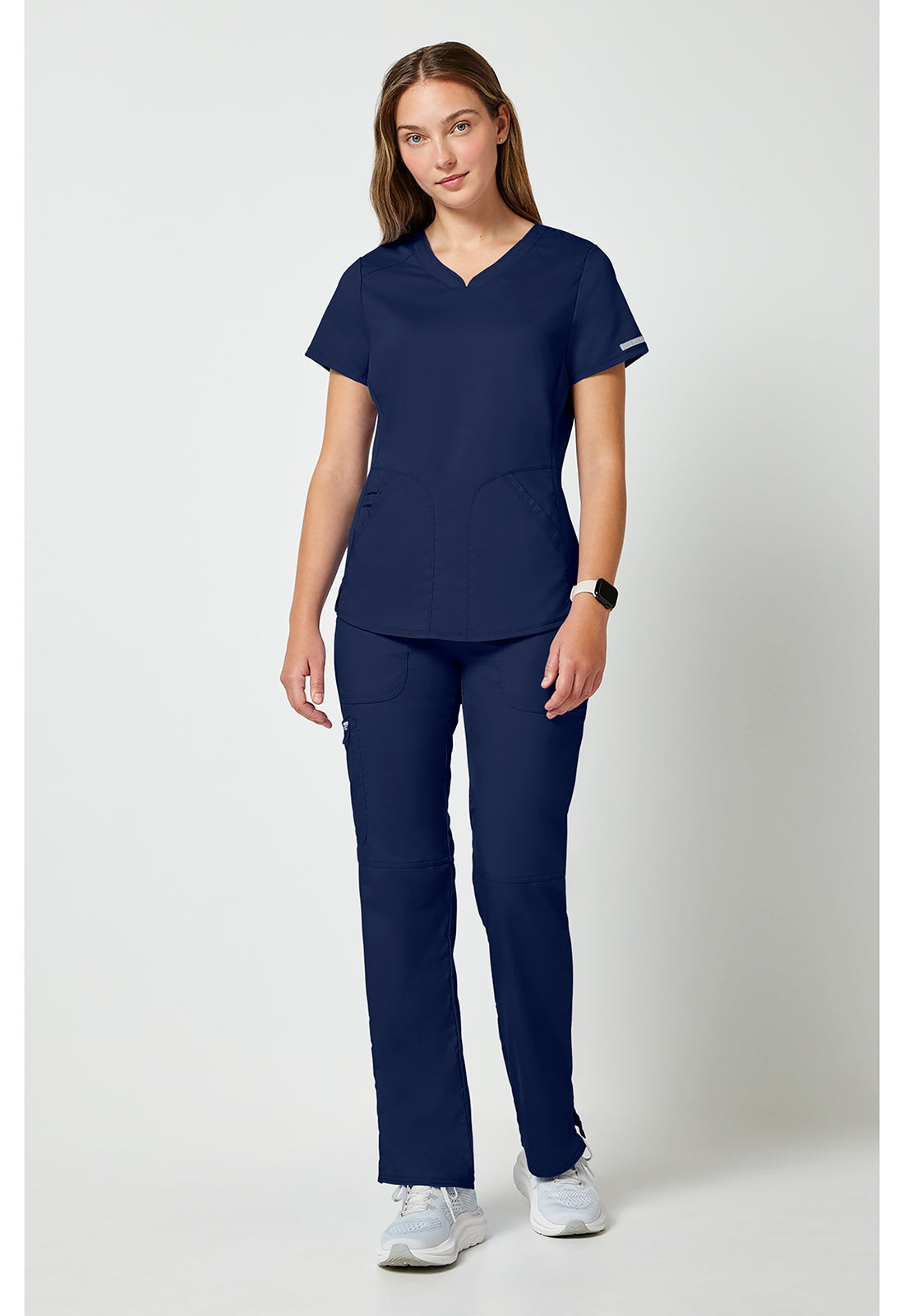 Top met V-hals met mesh details en 2-way stretch WWE601