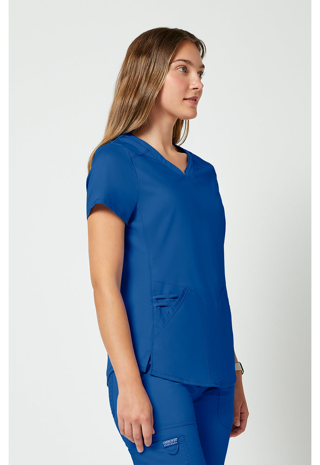 Top met V-hals met mesh details en 2-way stretch WWE601