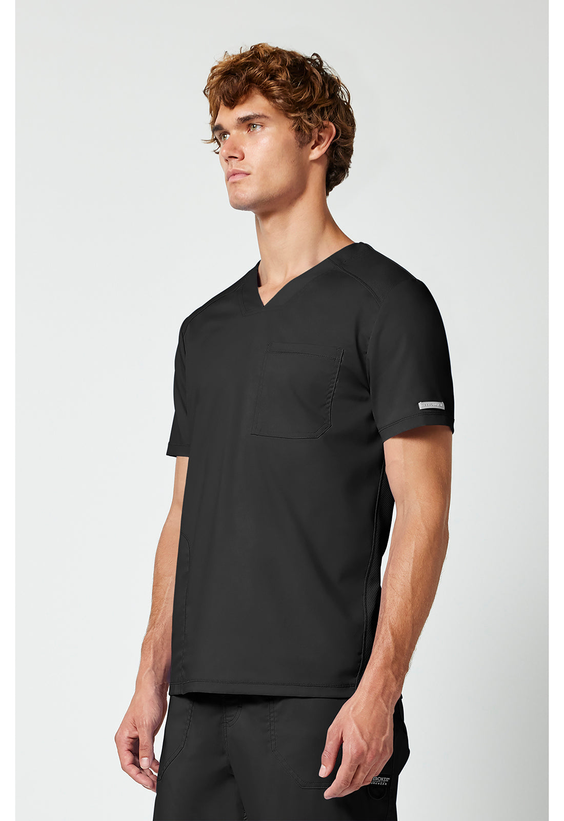 Heren T-shirt met V-hals met mesh details en veiligheidsritszak WWE603