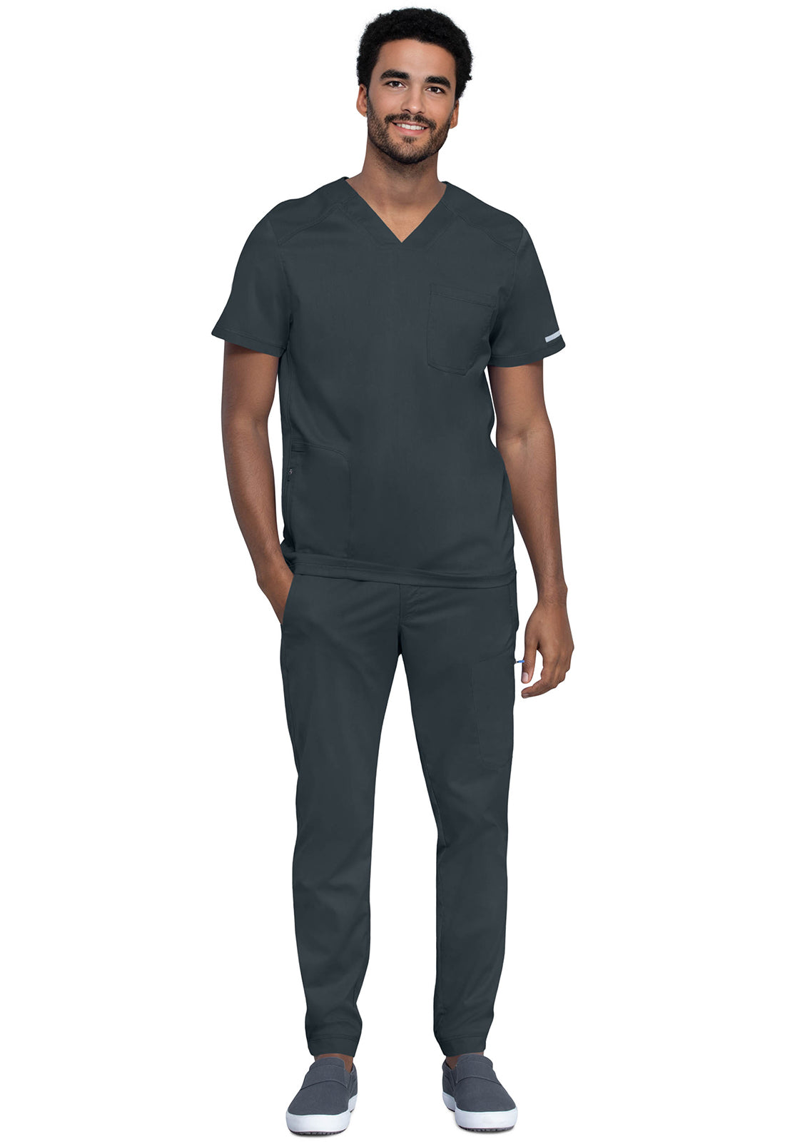 Heren T-shirt met V-hals met mesh details en veiligheidsritszak WWE603