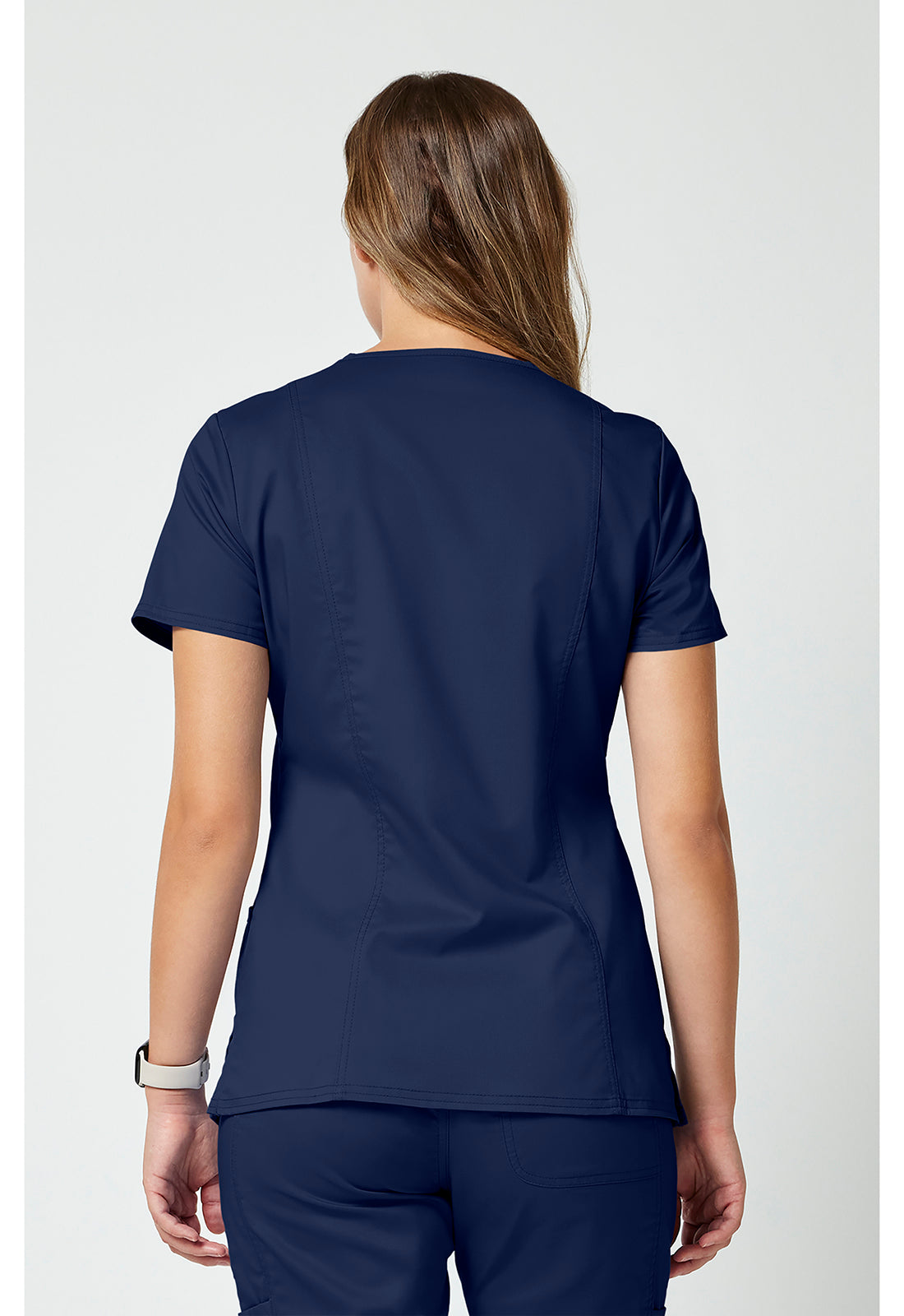 Cherokee Workwear Nep-wikkeltop dames met overslaglook en prinsessennaden WWE610