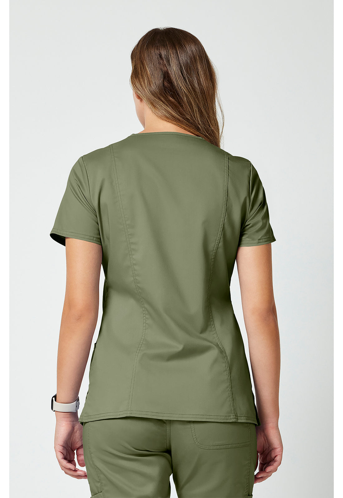 Cherokee Workwear Nep-wikkeltop dames met overslaglook en prinsessennaden WWE610