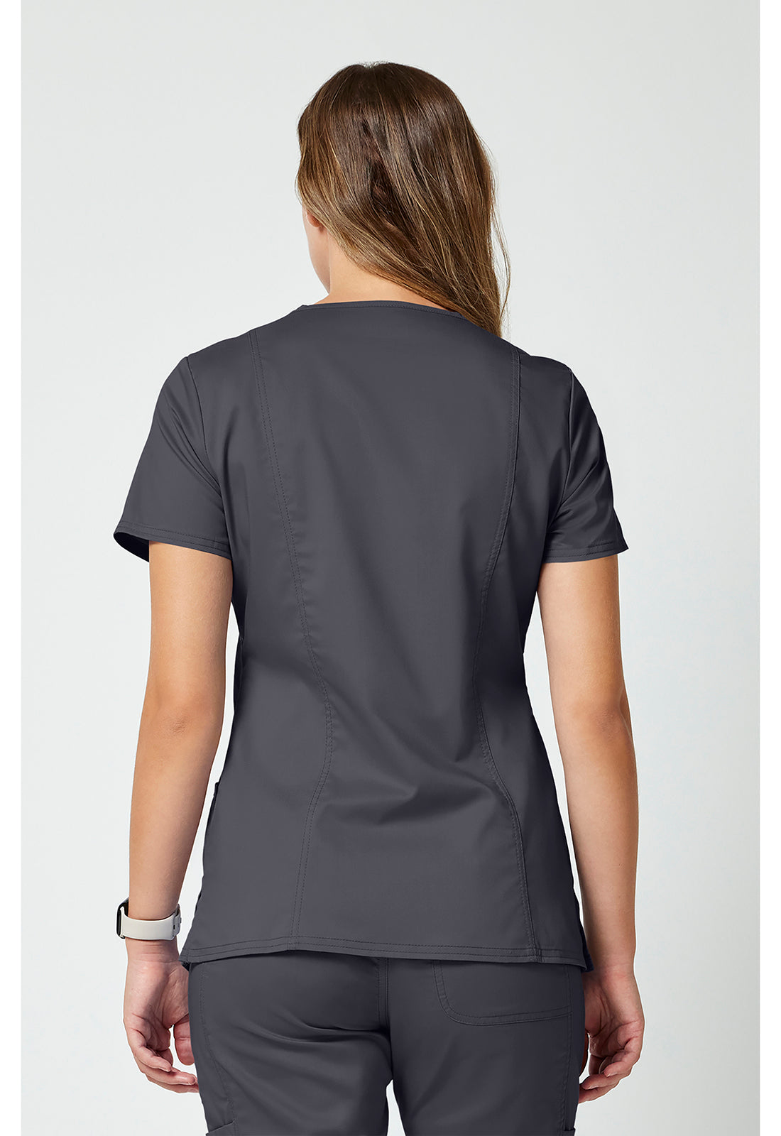 Cherokee Workwear Nep-wikkeltop dames met overslaglook en prinsessennaden WWE610