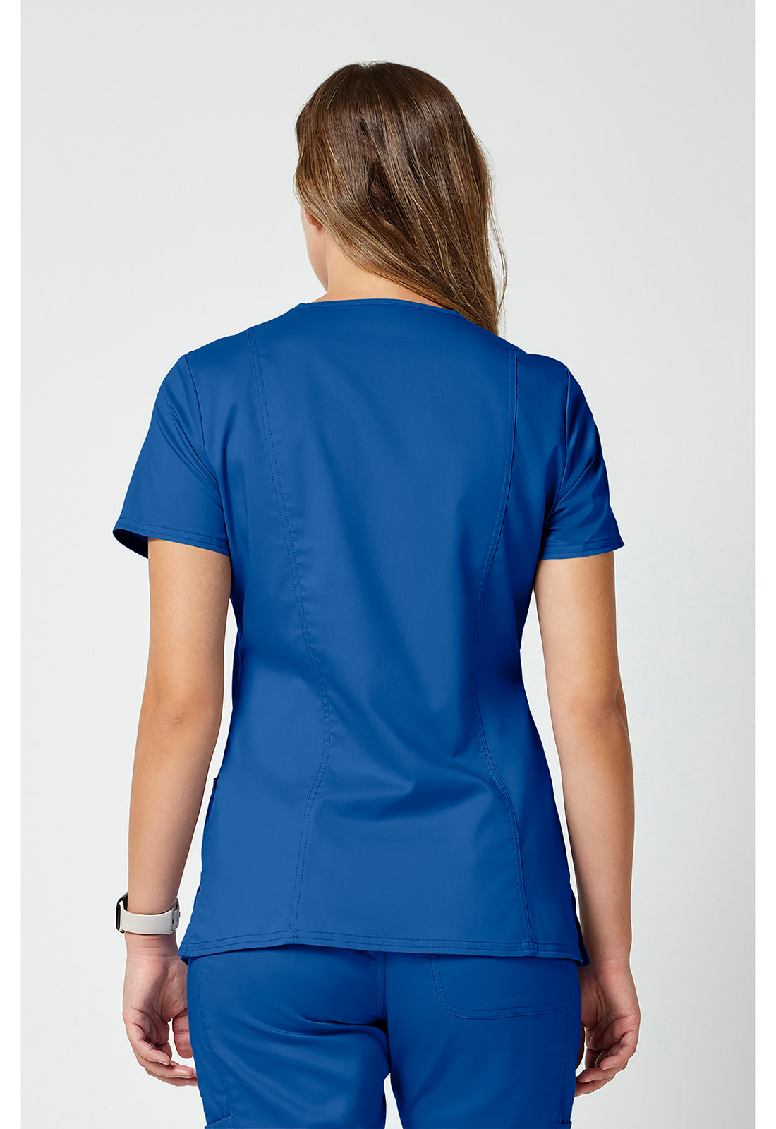 Cherokee Workwear Nep-wikkeltop dames met overslaglook en prinsessennaden WWE610