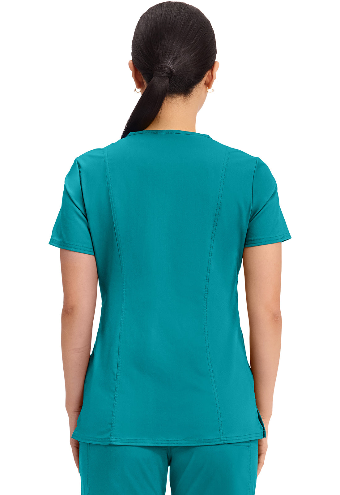 Cherokee Workwear Nep-wikkeltop dames met overslaglook en prinsessennaden WWE610