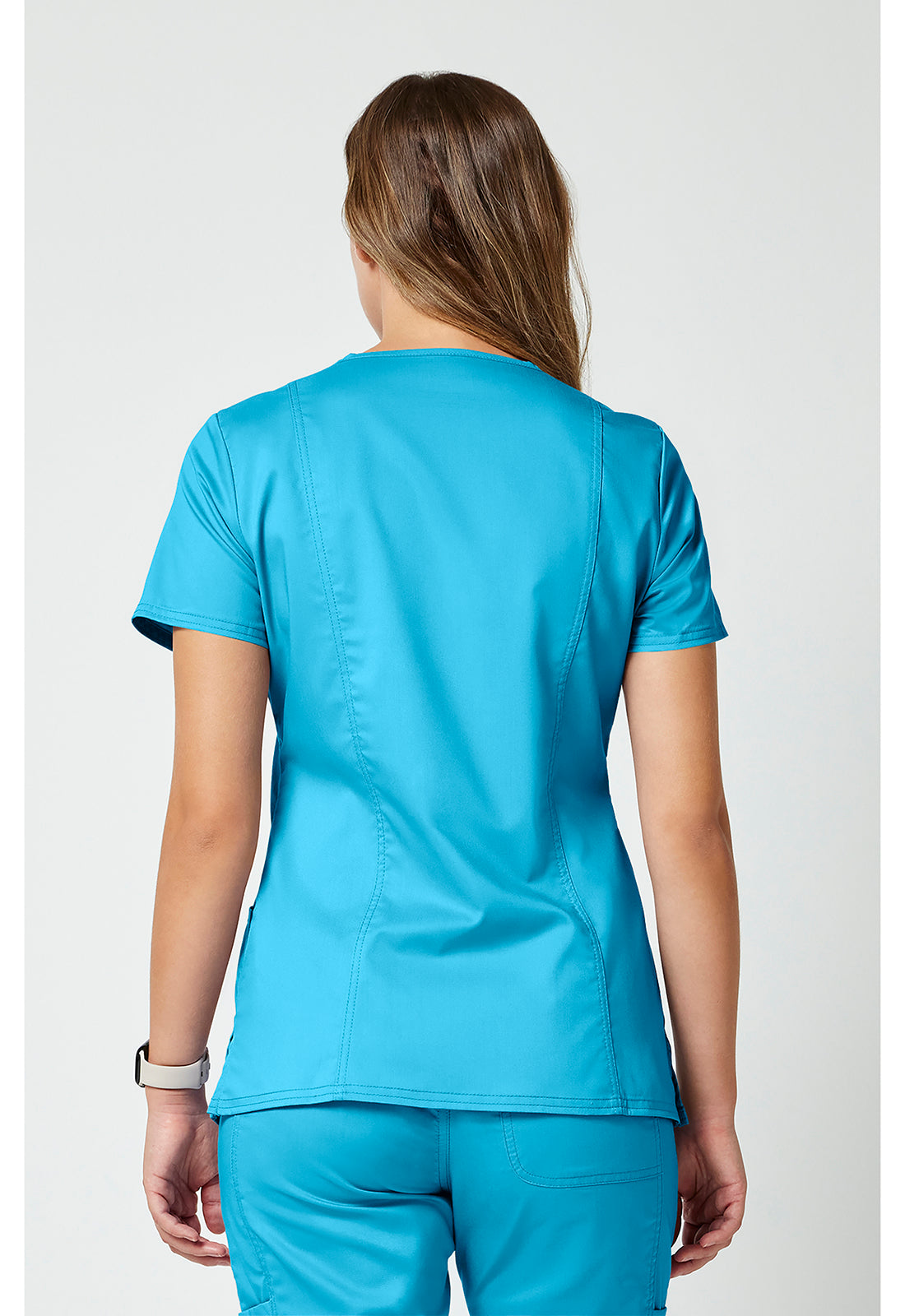 Cherokee Workwear Nep-wikkeltop dames met overslaglook en prinsessennaden WWE610