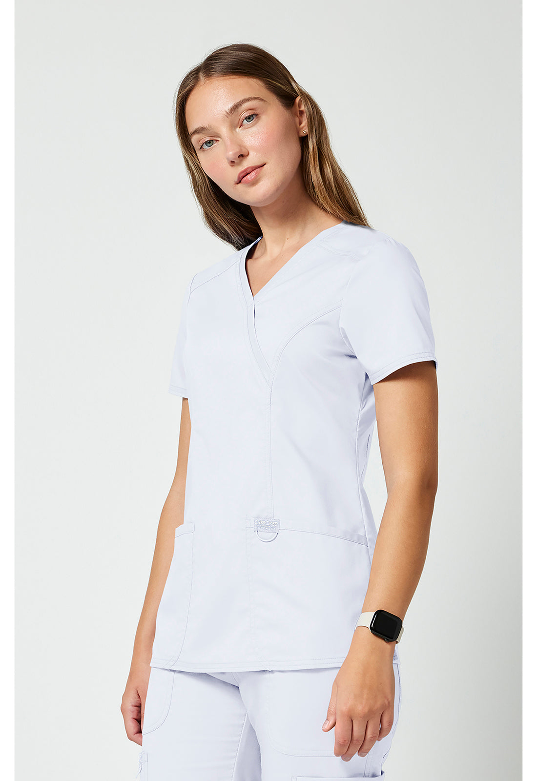 Cherokee Workwear Nep-wikkeltop dames met overslaglook en prinsessennaden WWE610