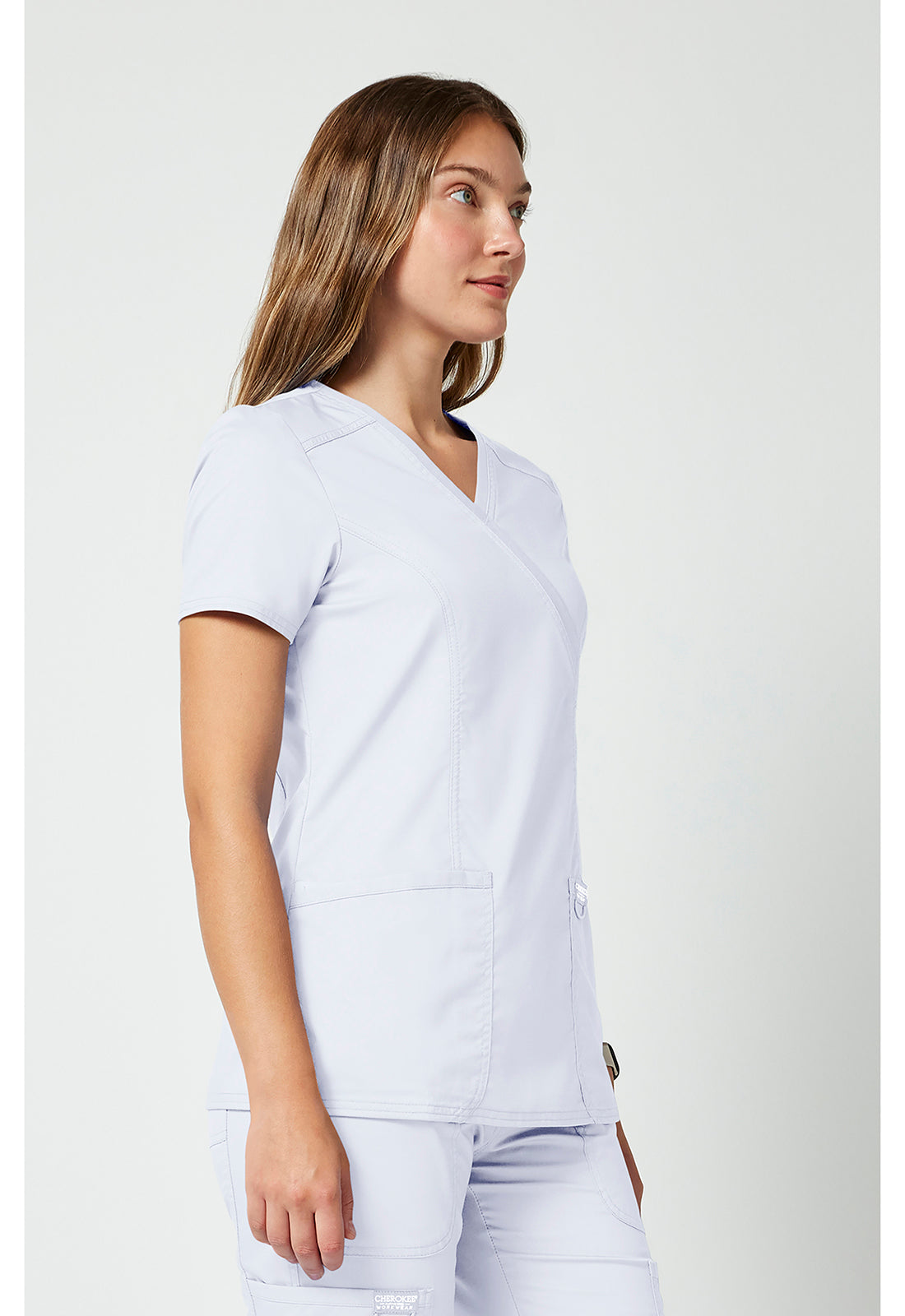 Cherokee Workwear Nep-wikkeltop dames met overslaglook en prinsessennaden WWE610