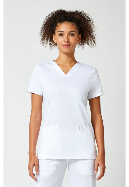 Top met V-hals met instrumentlus en 2-way stretch