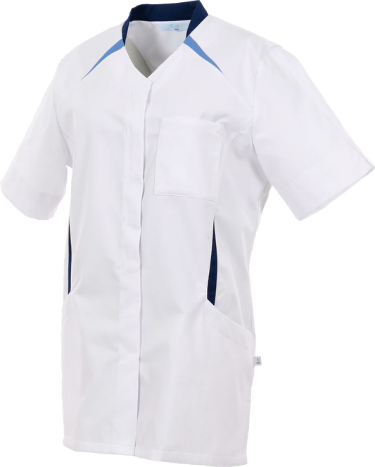 Alsico Dames Zorgjas Arjuna Wit/Blauw met V-hals