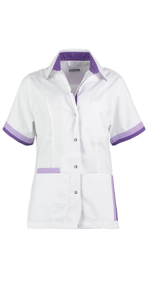 Dames zorgjasje Bente wit met kleuraccenten in 2 kleuren