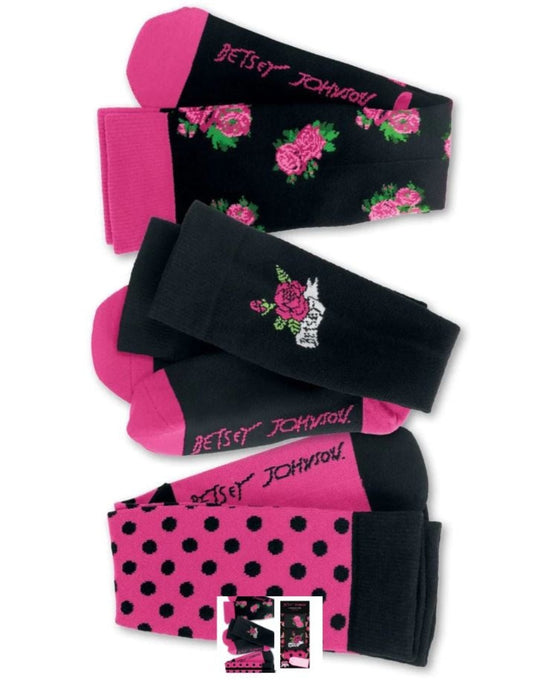 Betsey Johnson compressie kousen Bloemen en Polka 3 paar - Zorgkleding.nl