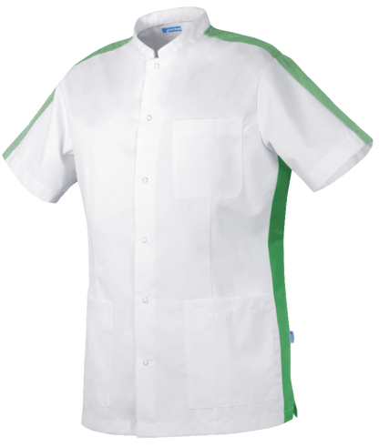 Heren zorgjack Kent wit met kleuraccenten in 3 kleuren - Zorgkleding.nl